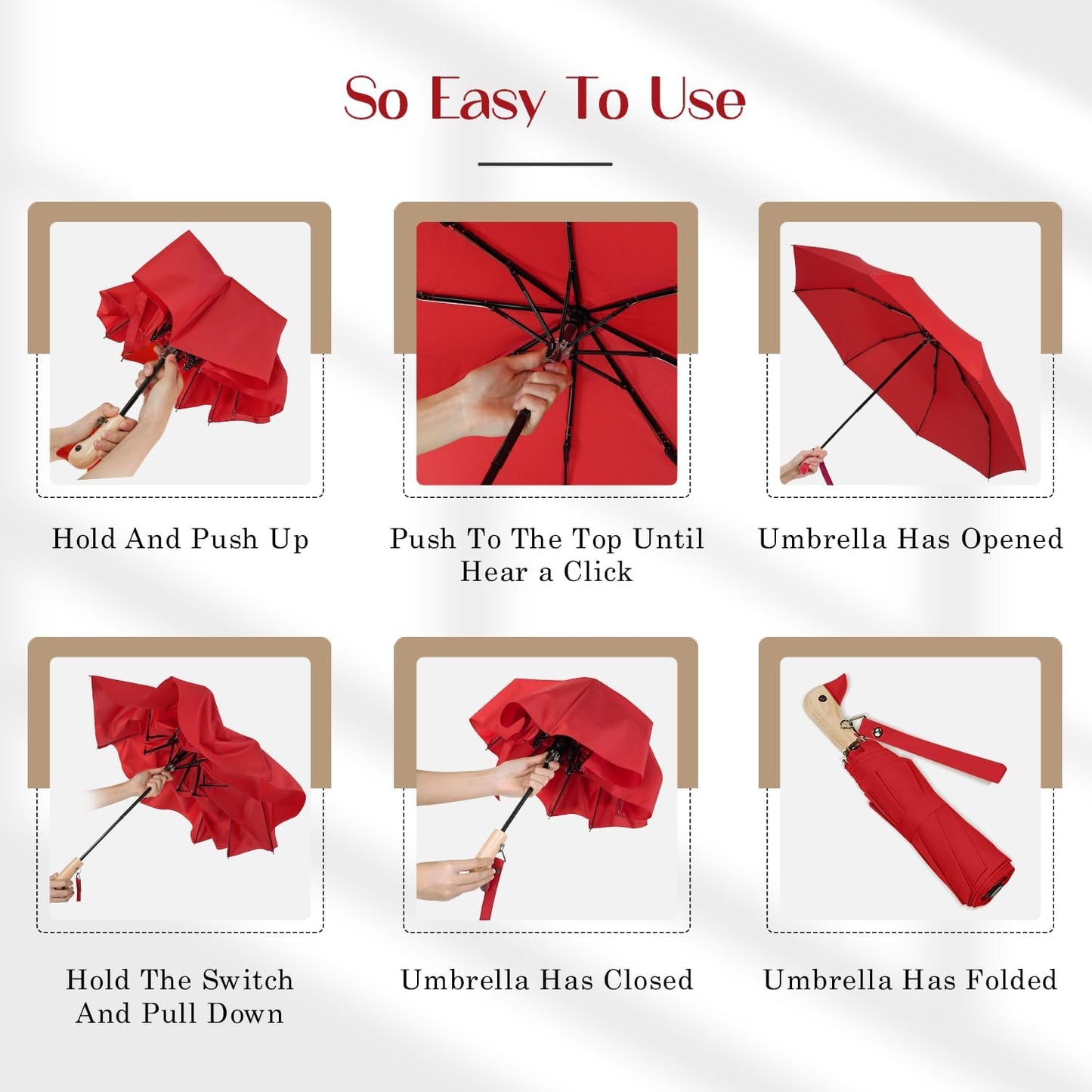 Cute Duck Handle Umbrella - Compact Travel Yellow Duck Head Umbrella for Adults and Girls