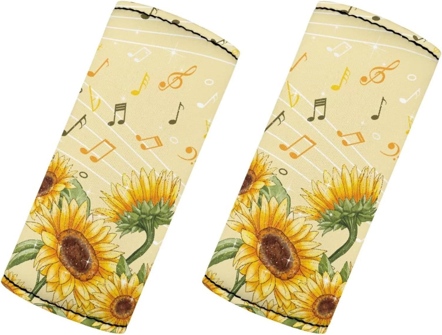 Cute Luggage Handle Wrap Set for Suitcase 2 Pack Sunflower Travel Accessories Suitcase Protective Handle Cover Set Washable for Women Girls