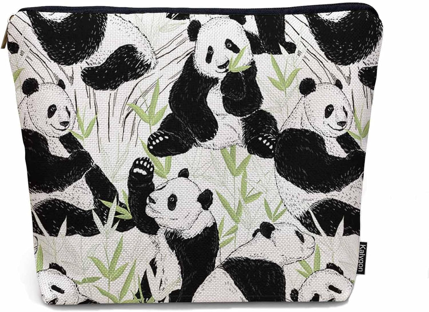 Panda Makeup Organizer Bag Cosmetic Bag For Men Women, Cute Pandas Forest Bamboo Leaves Panda Travel Toiletry Bag Flax Makeup Bags Purse Business Makeup Pouch For Toiletries Cosmetics