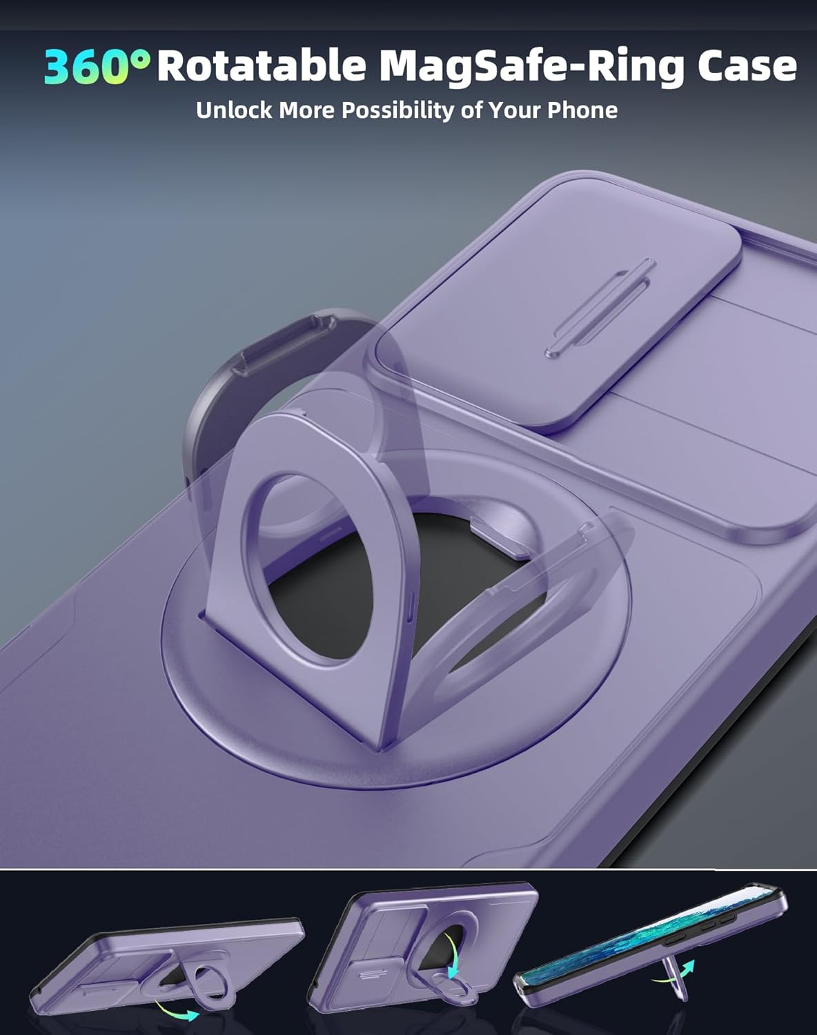 for Samsung Galaxy S20FE Case Magnetic Compatible with MagSafe Wireless Charging,with 2 Screen Protectors,Built-in Stand Ring+Camera Cover Anti-Scratch Shockproof Heavy Duty Protection Purple