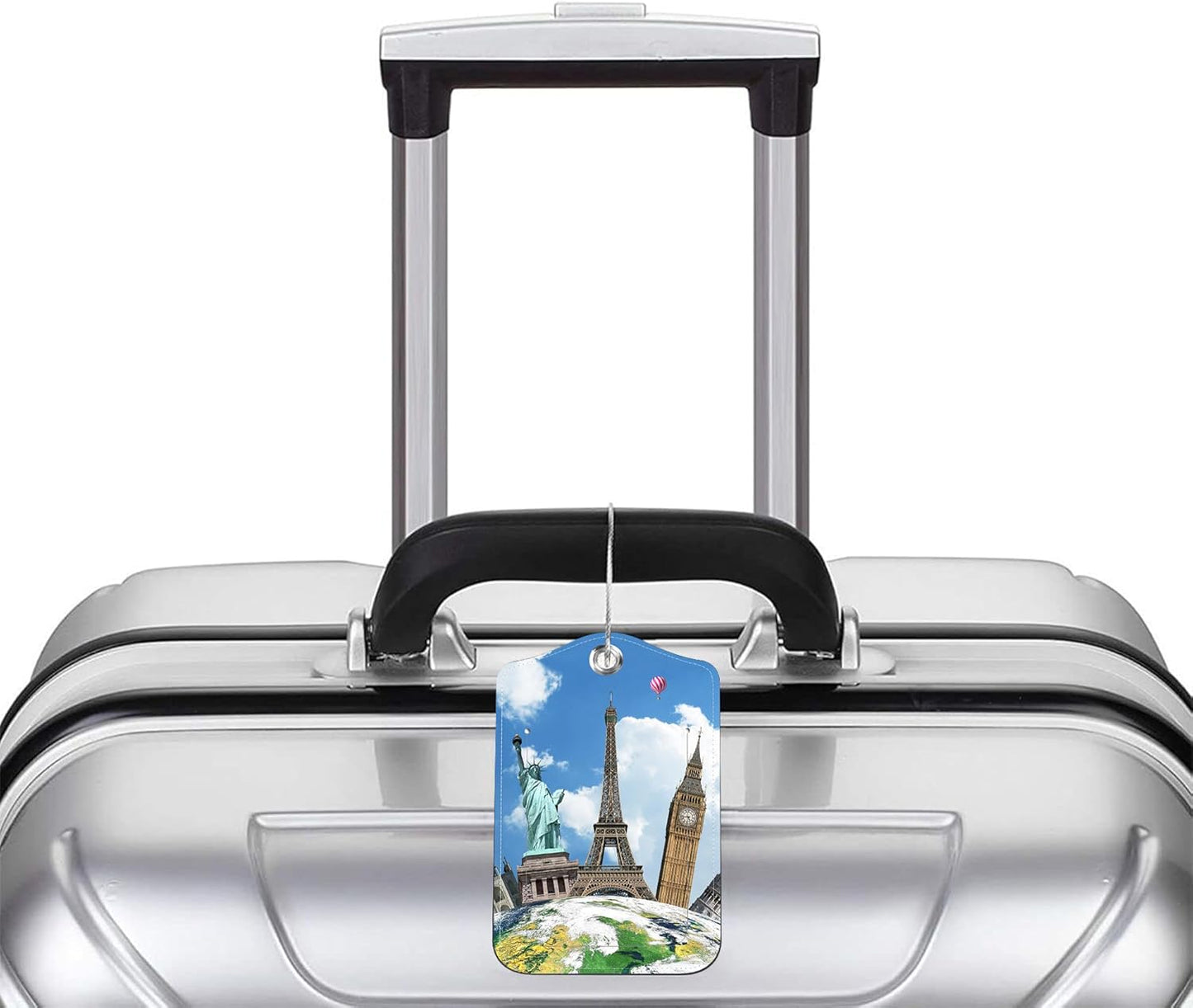 Luggage Tags for Suitcase It's Time to Travel 2 PCS Leather Travel Luggage Tag with Stainless Steel Loop Name ID Label Privacy Cover for Women Men