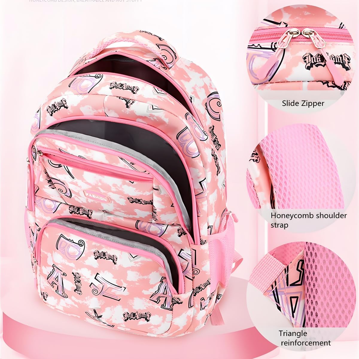 Kid Backpack for Girls Boys Bookbag Elementary Middle School Backpacks Kids School Bag Travel Back Pack(Pink)
