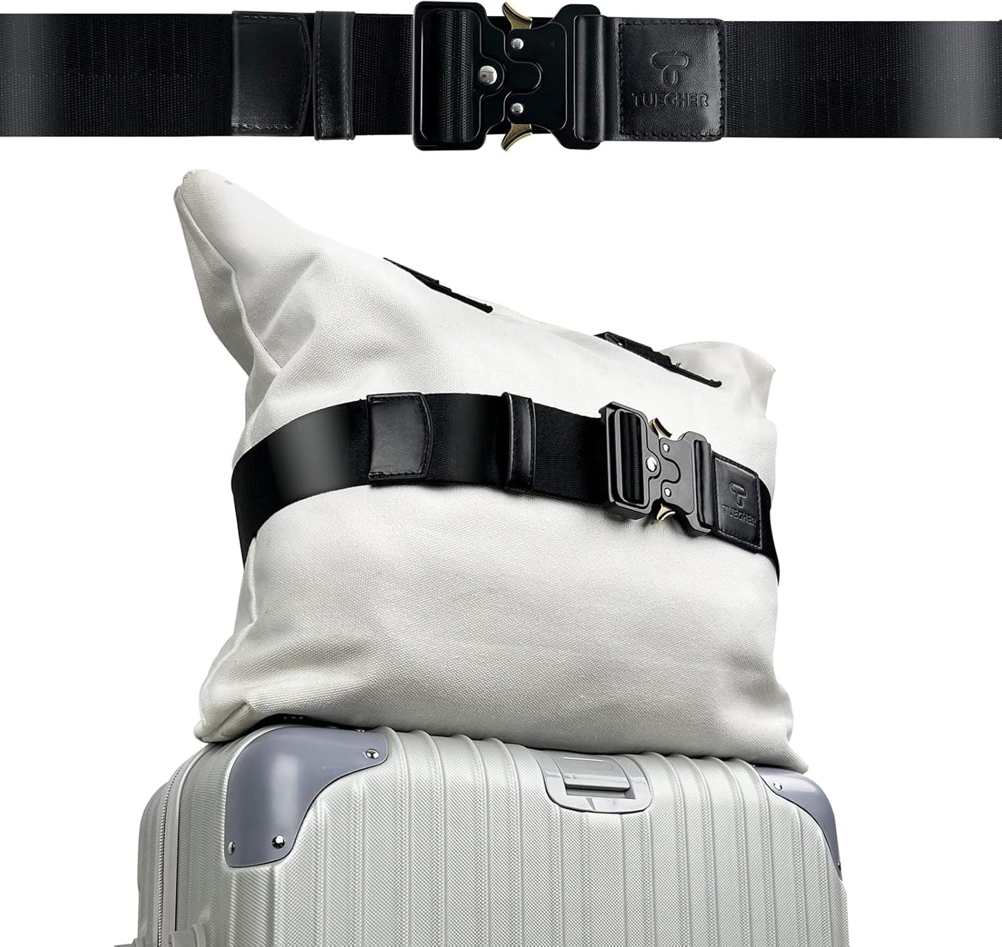 Luggage Straps for Carry On, Vethers Add a Bag Travel Belt, Hands Free Luggage Helper, Adjustable and Stylish Belt with Metal Buckles for Second Bag, Tote, Airport Travel Accessory (Jet)