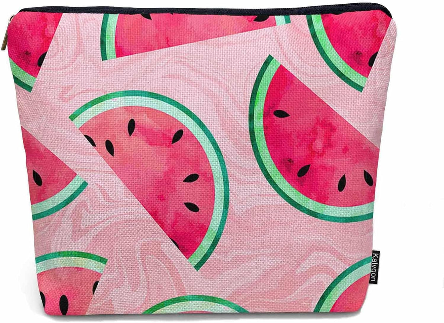 Watermelon Makeup Organizer Bag Cosmetic Bag For Men Women, Summer Watermelon Pink Travel Toiletry Bag Flax Makeup Bags Purse Business Makeup Pouch For Toiletries Cosmetics