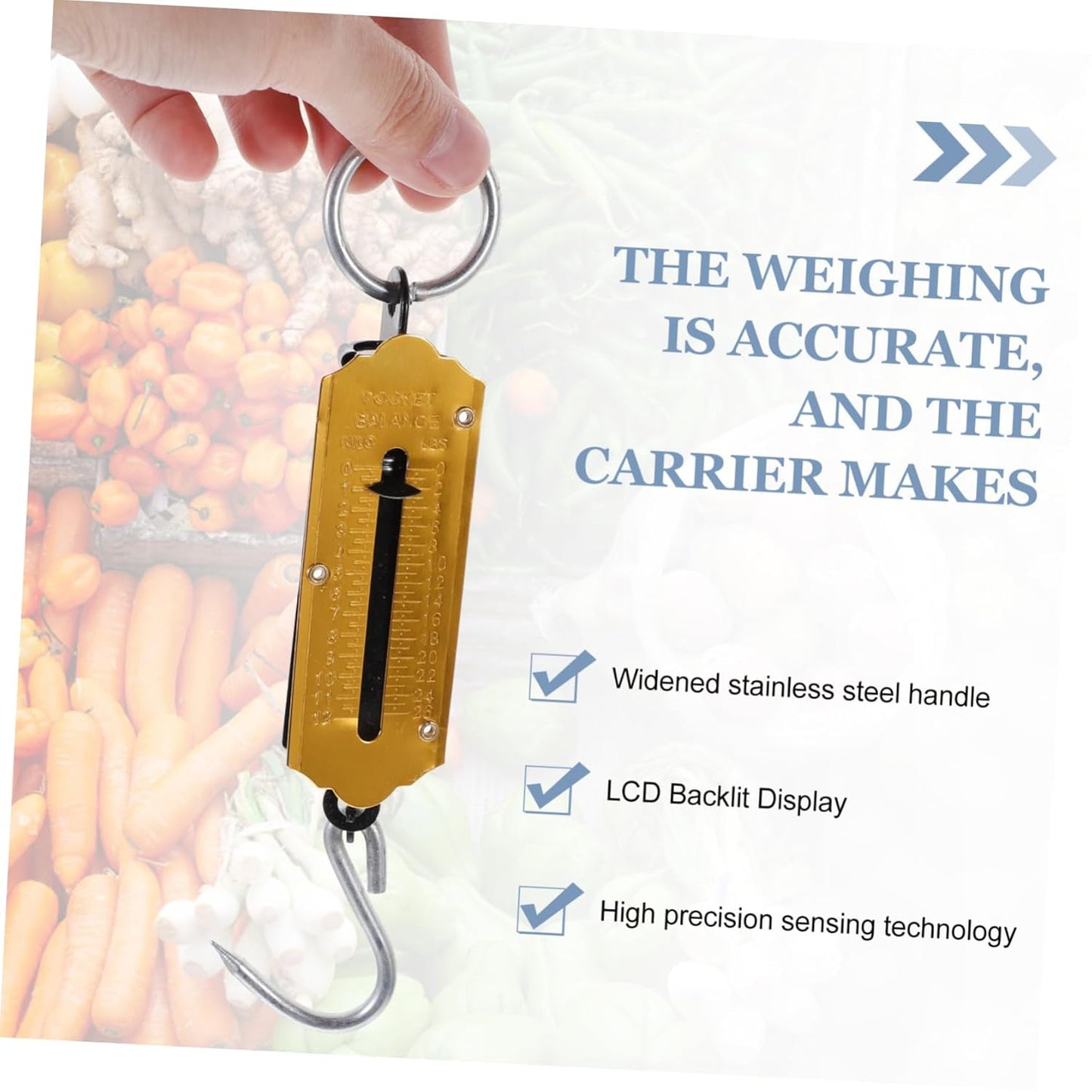 Mikikit 4pcs Portable Spring Scale Weight Measurement Hook for Kitchen Fishing to Use Mechanical Design No Batteries Required Hanging Scale