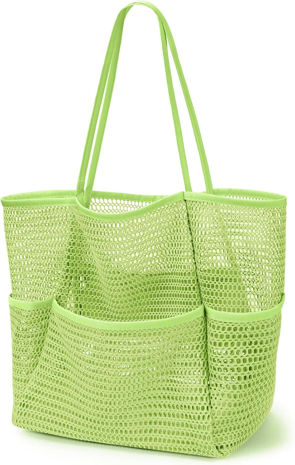 KPX Beach Bag with Mini Pocket, Beach Tote Bags for Women Large Foldable Mesh Swimming Pool Travel Bags - Sandproof