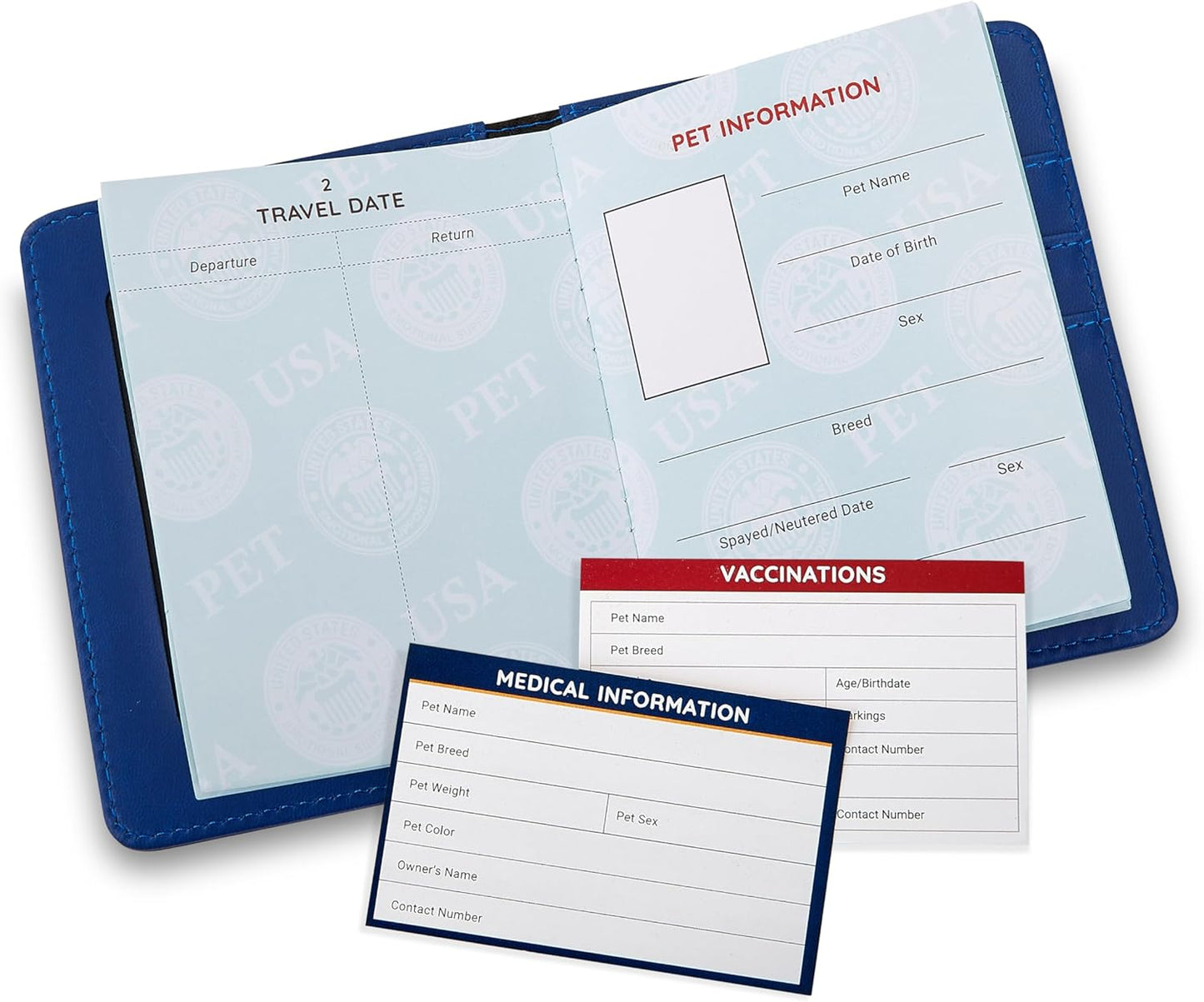 Support Pets International Pet Passport – Official Pet Travel Document Holder – Blue Passport Cover for Emotional Support & Service Animals – Secure Plastic Organizer for Vet Records, ID