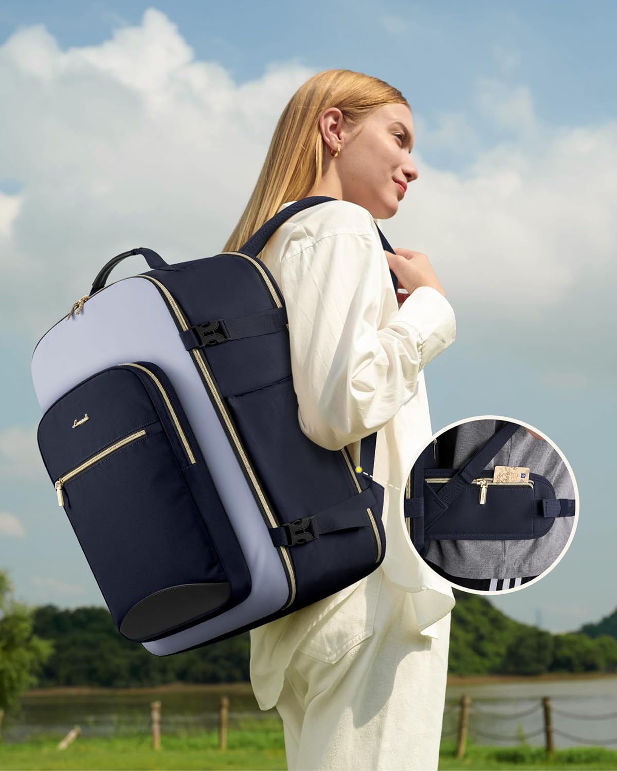 LOVEVOOK 56L Travel Backpack for Women & Men, Airline Approved Carry On Luggage with 3 Packing