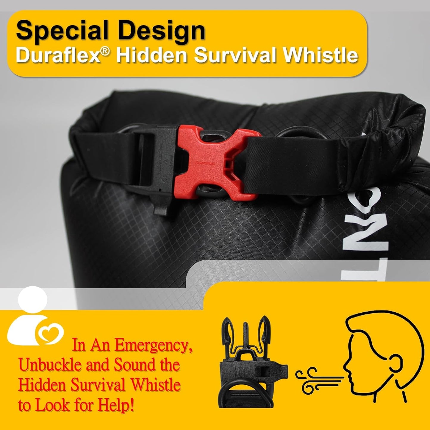 CORDURA Waterproof Dry Bag-Upgraded Tear-Resistant Roll Top Sack with Survival Whistle