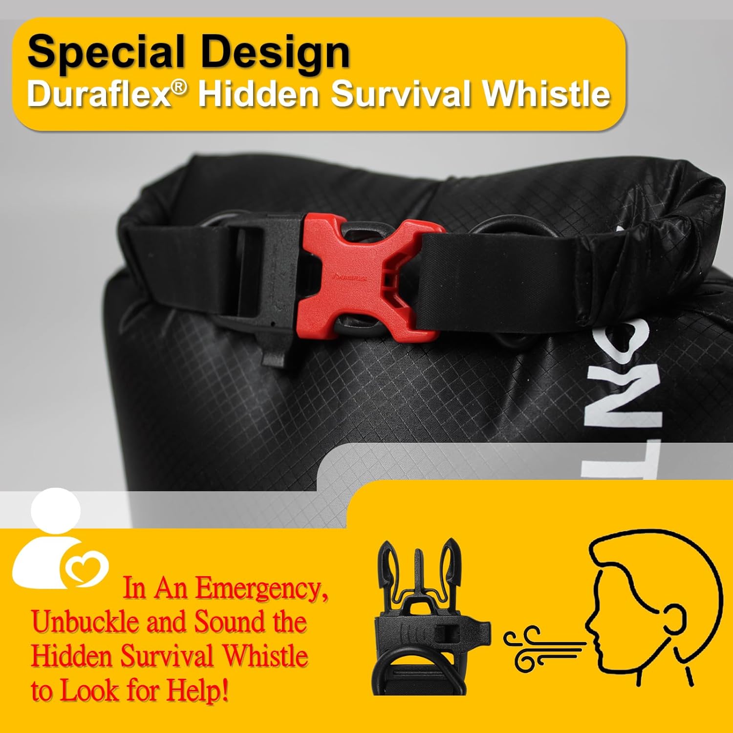 CORDURA Waterproof Dry Bag-Upgraded Tear-Resistant Roll Top Sack with Survival Whistle