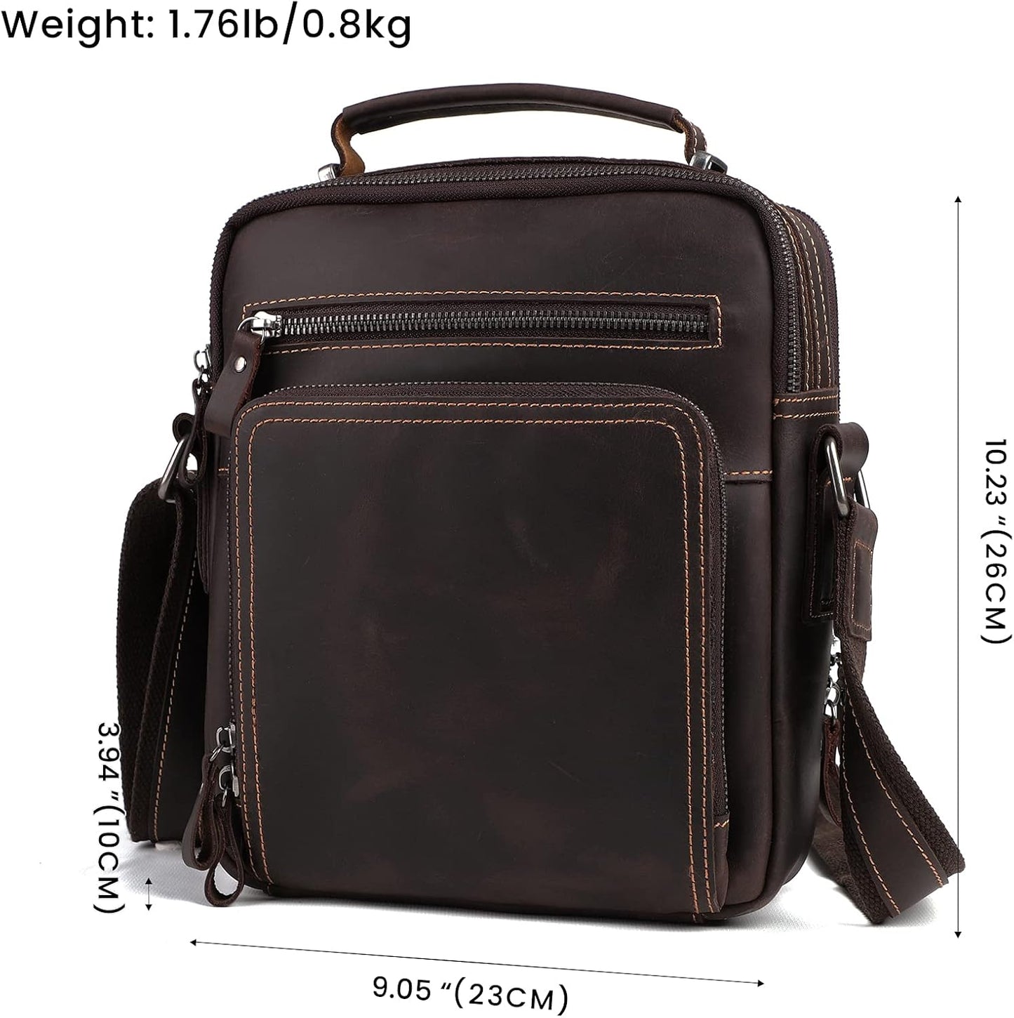 Genuine Leather Small Messenger Bag for Men Vintage Shoulder Crossbody Bags for Work Business Travel