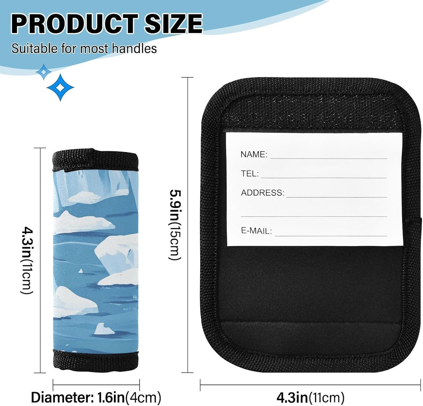 Penguins and The Arctic 2 Pack Luggage Handle Wraps Covers for Suitcase Identifiers Bag Tags Travel Accessories