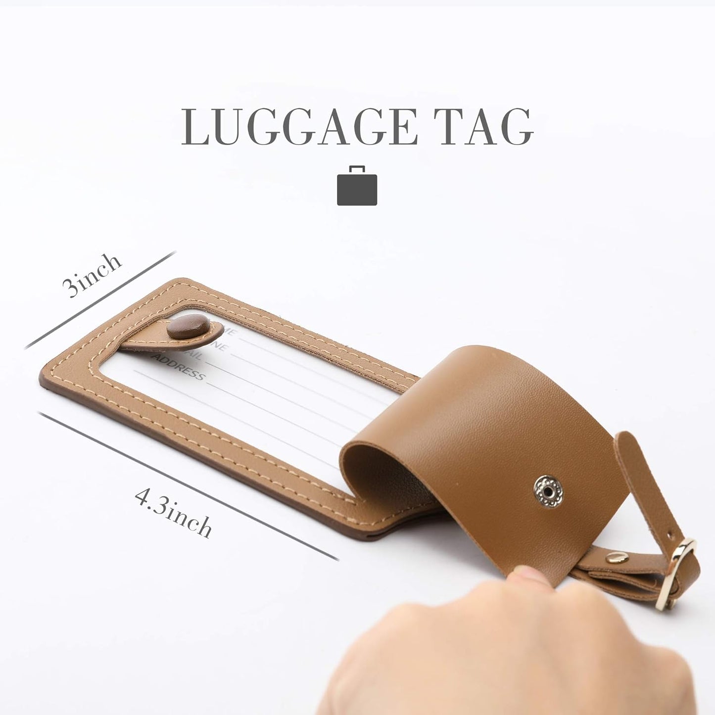 Jagucho Leather Luggage Tags for Men Women-Luggage Tags for Suitcases-Baggage Bag Tag Suitcase Labels ID Tags with Full Back Privacy Cover for Carnival Cruise Ships, Travel Tags