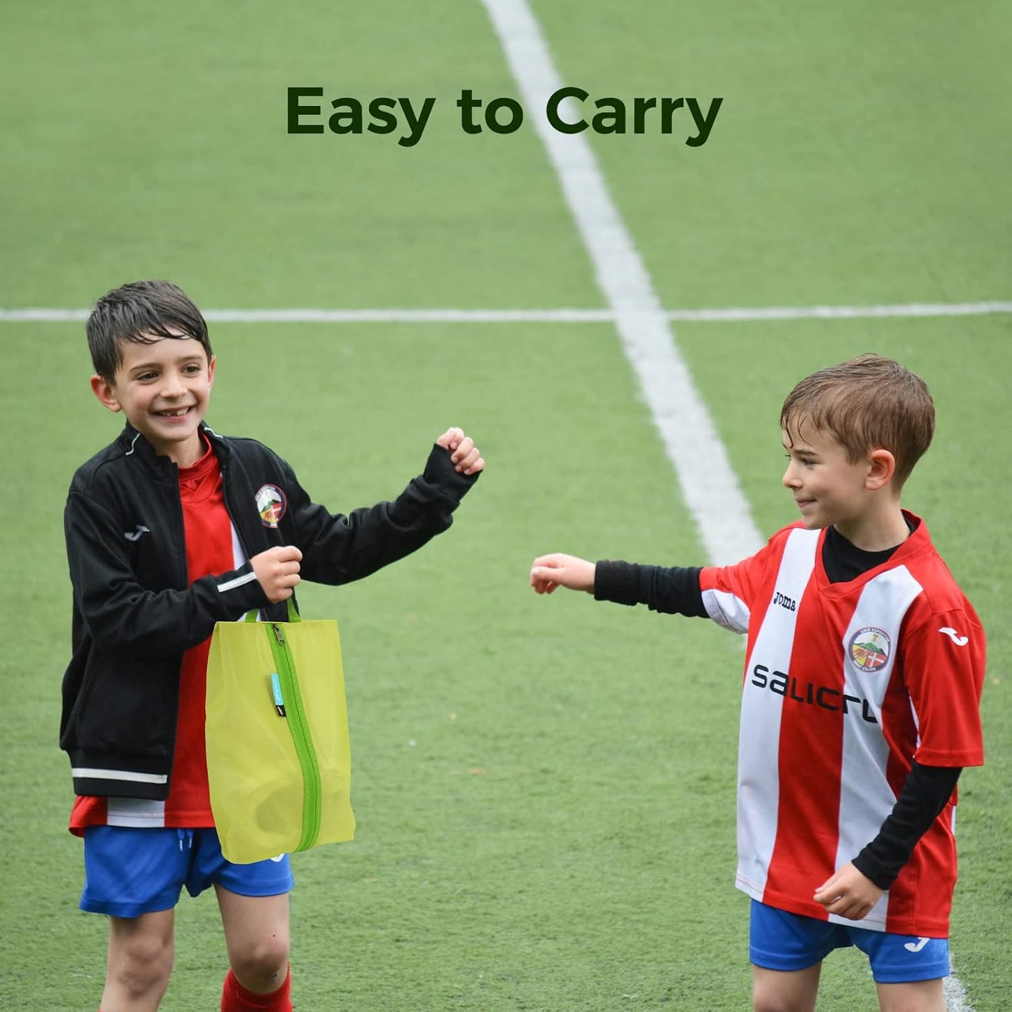 pack all Kids Shoe Bag for Travel, Water-Resistant Shoe Pouch for Gym, Odor-Resistant Soccer Cleats Bag for Sport, Cute Design for Girls, Boys, Toddlers (Green)