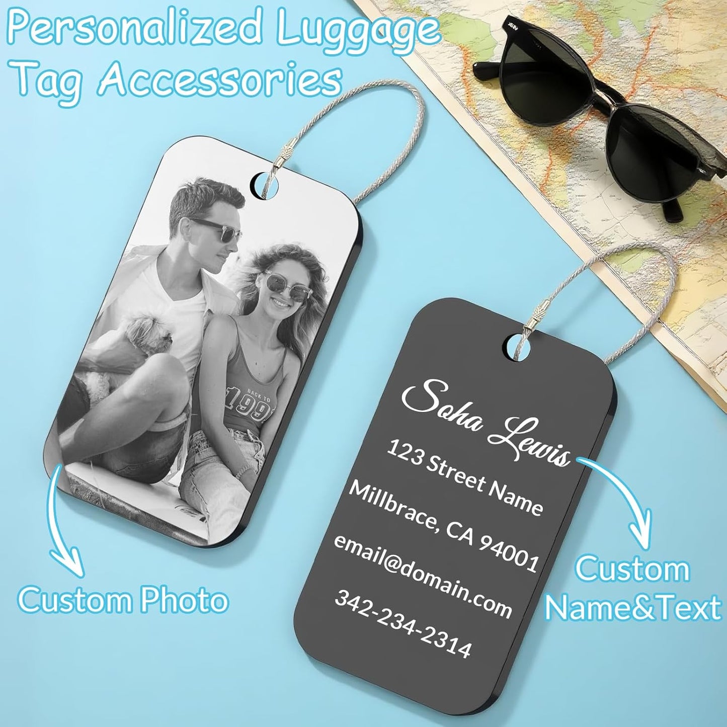 HJX Personalized Luggage Handle Wrap for Suitcase Custom Photo Handle Cover for Luggage Bag with Luggage Tag Travel Accessories (01-Photo)