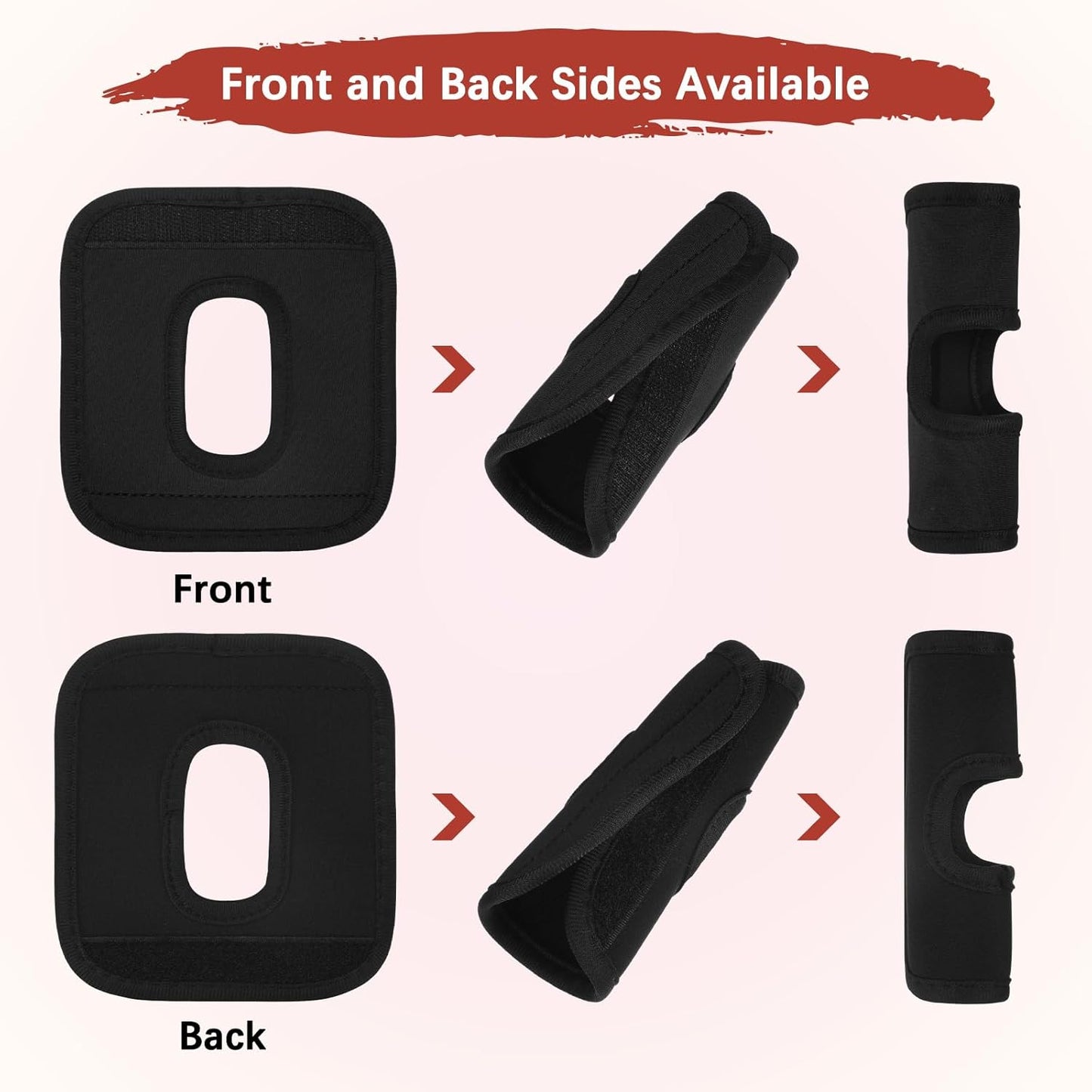 Luggage Handle Wrap [5PCS] - Neoprene Luggage Identifiers Hollow Design Use for Push-Button Suitcase & Trolley Case - [Black-6IN/15CM] Comfort Grip Handle Cover