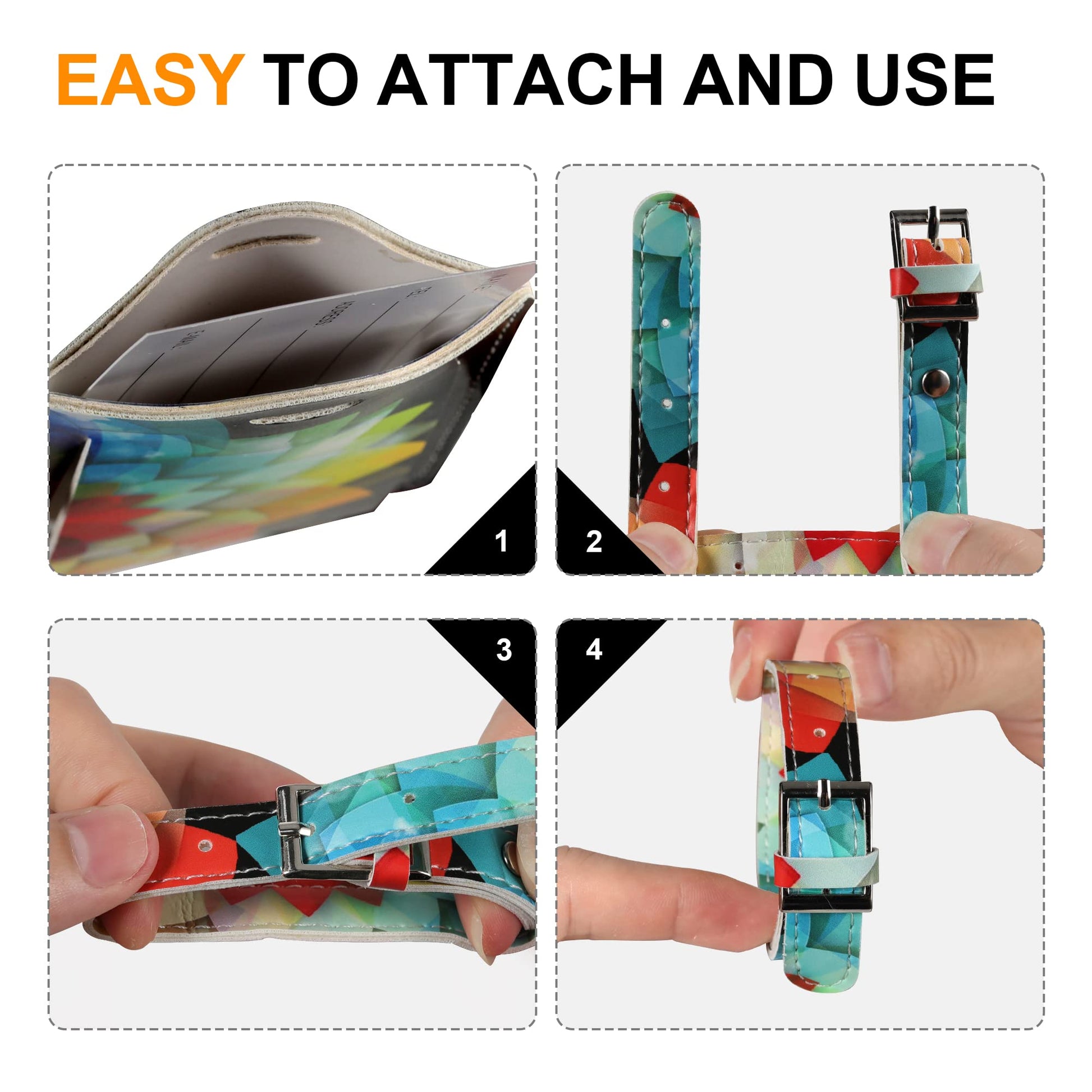 4 Pack Luggage Tag for Suitcases TSA Approved, Leather Suitcase Tags Identifiers, Cute Bag Name