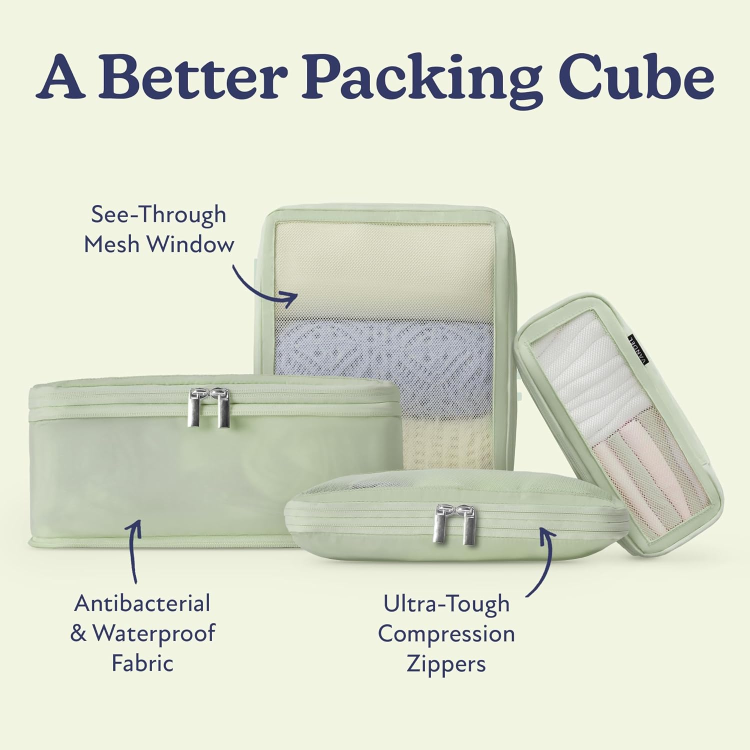 Vandel Space-Saving Compression Packing Cubes for Women, Men, Compressible Carry On Suit Case