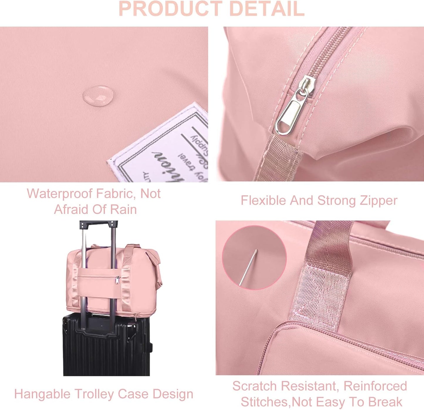 Large Capacity Folding Travel Tote Bag, Oxford Fabric Waterproof Lightweight Foldable Travel Duffel Bag, Portable Expandable Travel Bag, Dry and Wet Separation Carry On Bag for Airplanes