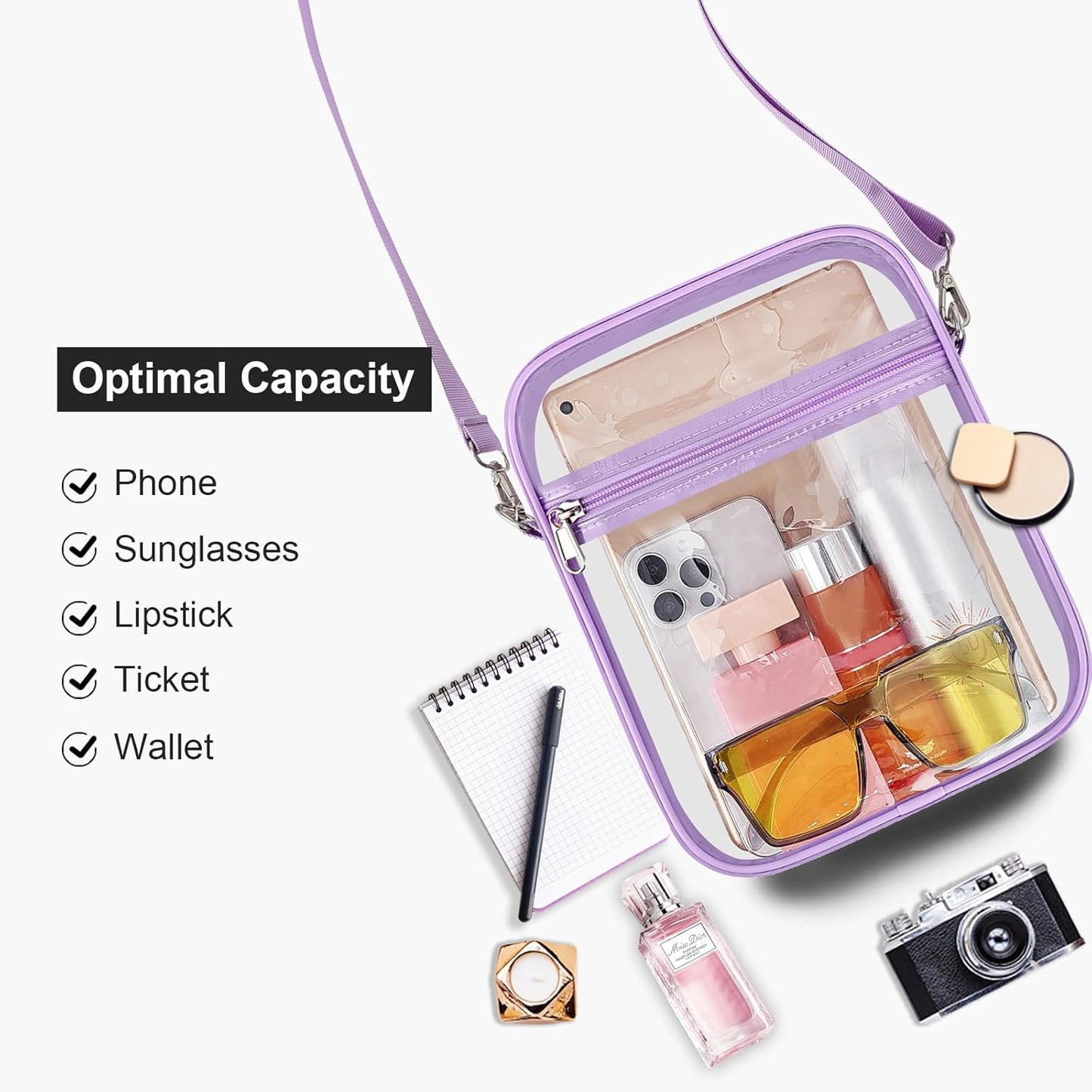 USPECLARE Clear Purse Stadium Transparent Messenger Bag Stadium Approved for Men and Women Clear CrossBody Bag