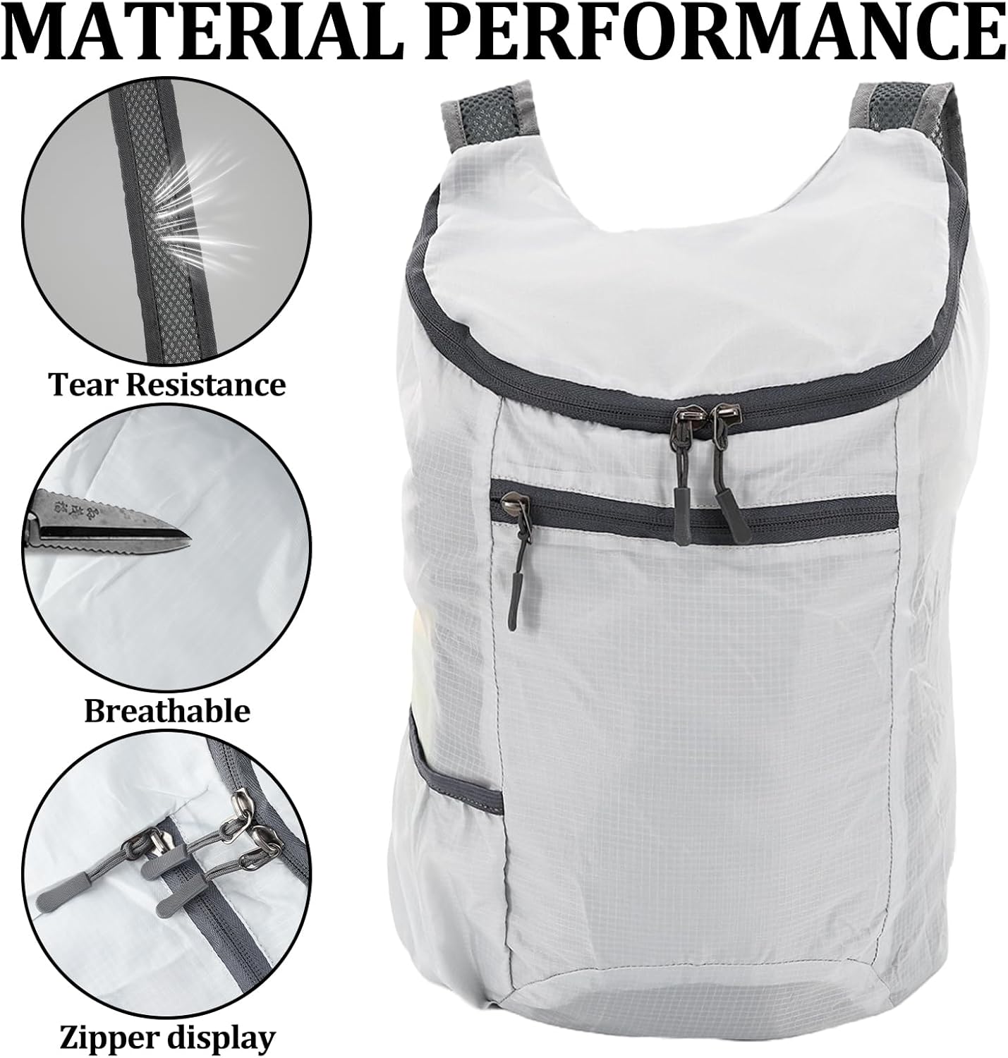 Ultralight Foldable Backpack & Hiking Backpack - Multipurpose Small Back pack for Women, Men, Hiking, Camping, Daily Use (Gray)