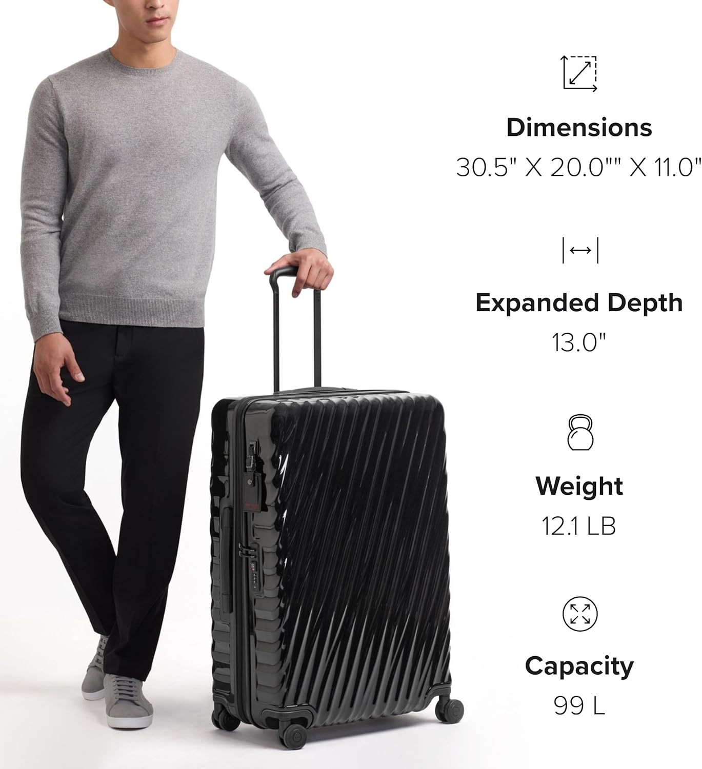 TUMI - 19 Degree Extended Trip Expandable 4 Wheel Packing Case - Durable Hard Shell Zipper Expansion Checked Bag - Suitcase - Navy