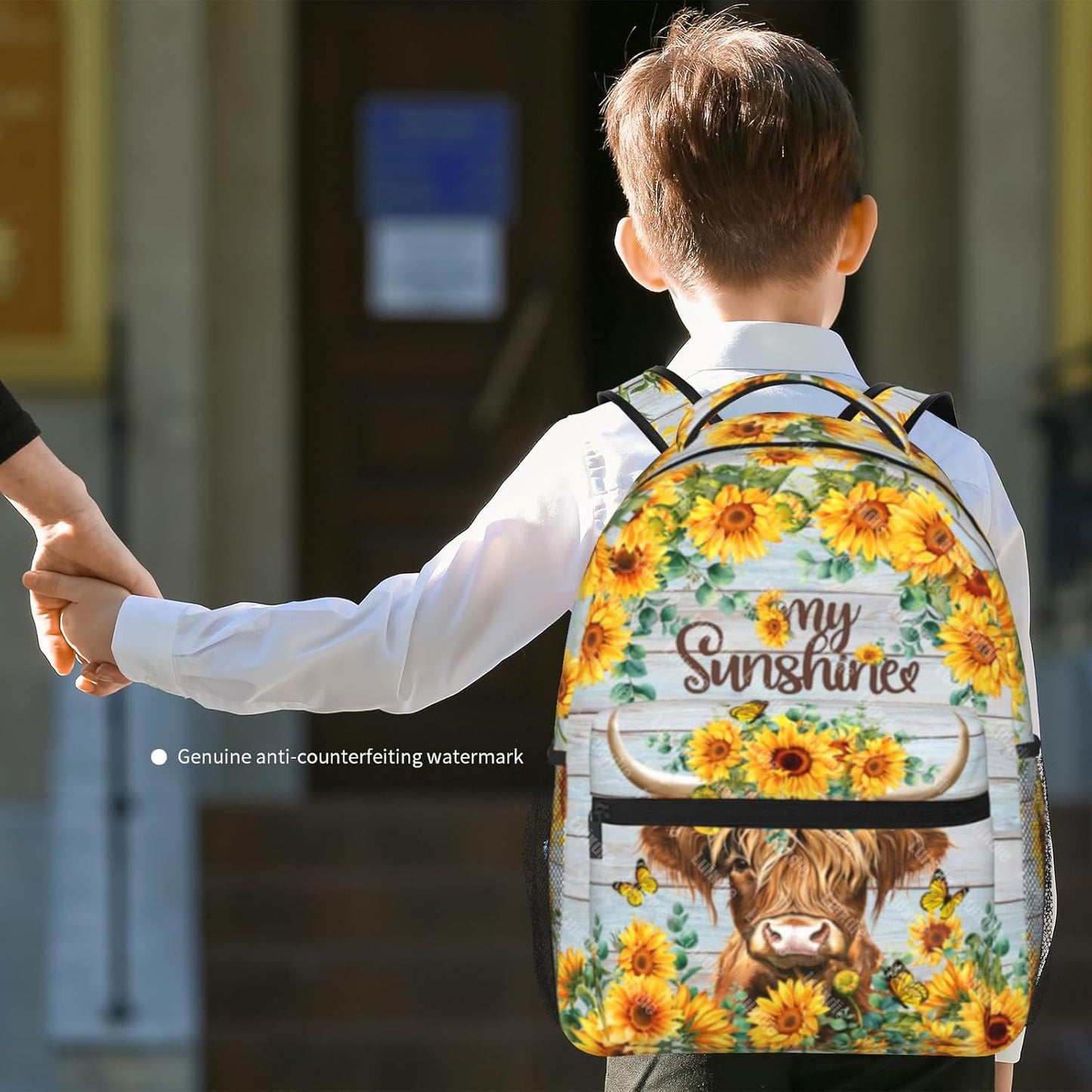 Highland Cow Backpack for Teen Girls Women Sunflower Print Backpack for Kids Lightweight Bookbag for Elementary Preschool Bookbags