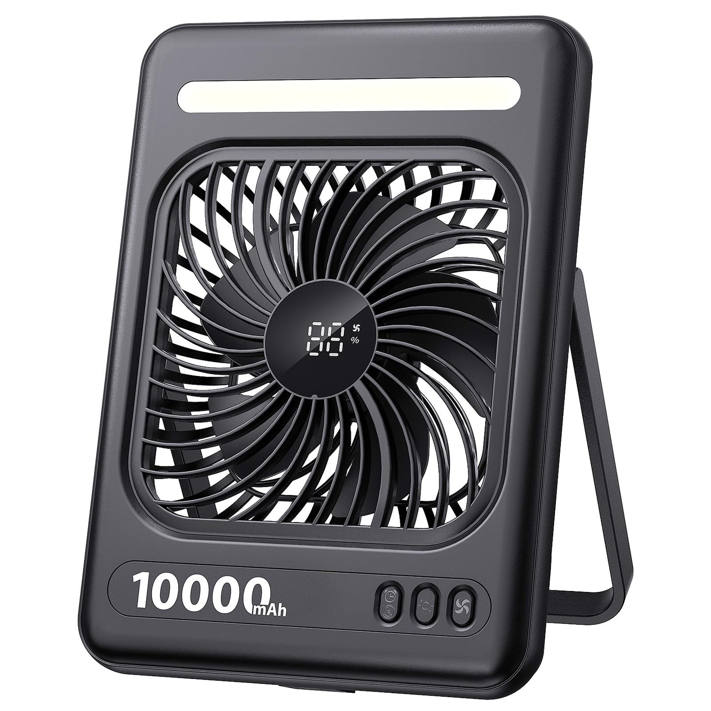 10000mAh Portable Travel Fan, 5 Speeds Strong Wind Cruise Fan with LED Lantern, 24H Runtime