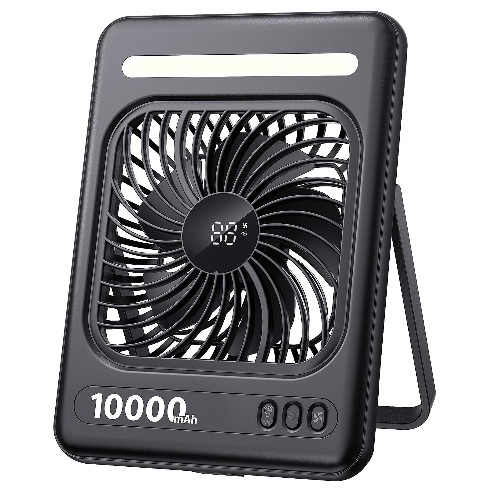 10000mAh Portable Travel Fan, 5 Speeds Strong Wind Cruise Fan with LED Lantern, 24H Runtime