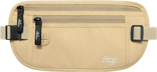 MoKo Secure Travel Money Belt, Undercover Hidden RFID Blocking Travel Wallet, Anti-Theft Passport Wallets for Men Women