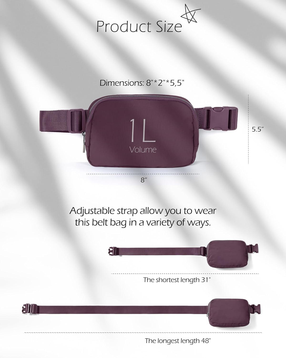 ODODOS Unisex Mini Belt Bag with Adjustable Strap Small Fanny Pack for Workout Running Traveling