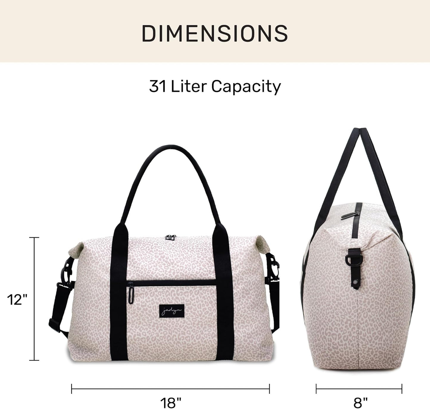 Jadyn Lola Travel Bag, Weekender/Overnight Duffel, Gym Tote Bag for Women, Men
