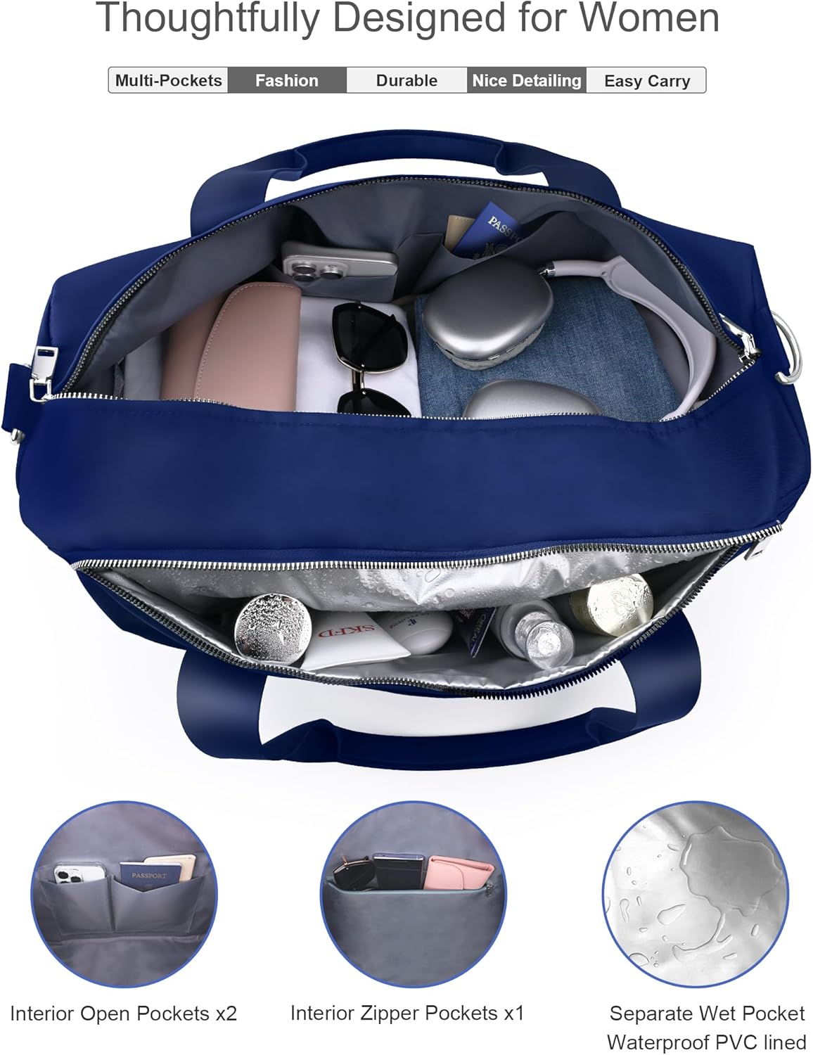 Gym Bag for Women and Men with Shoe Compartment & Wet Pocket - Duffle Bag for Travel Sports Fitness