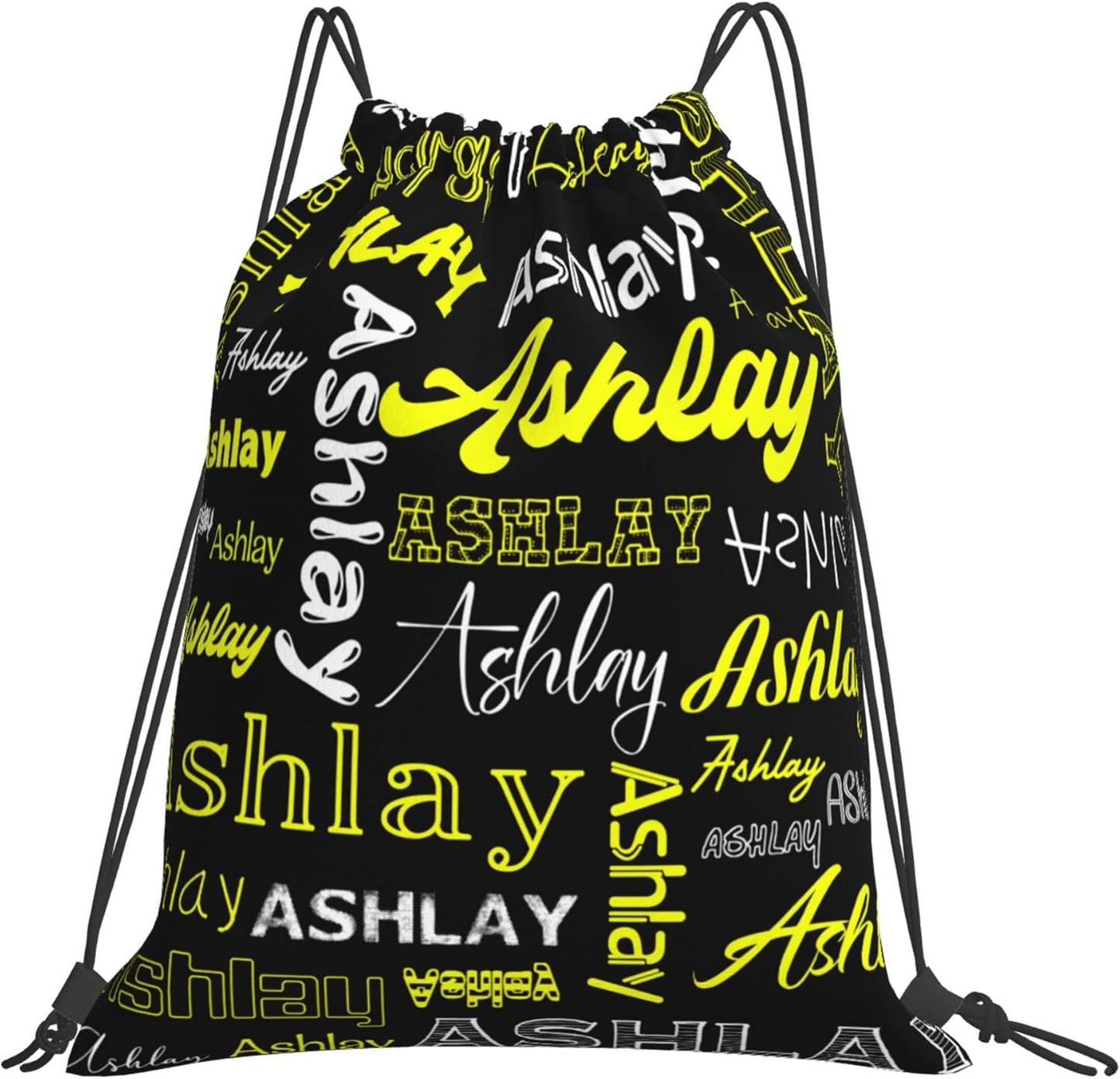 Personalized Drawstring Bag with Your Name Drawstring Backpack for Men Women Small Gym Beach Shopping Sport Yoga Bag (Custom Name-12)