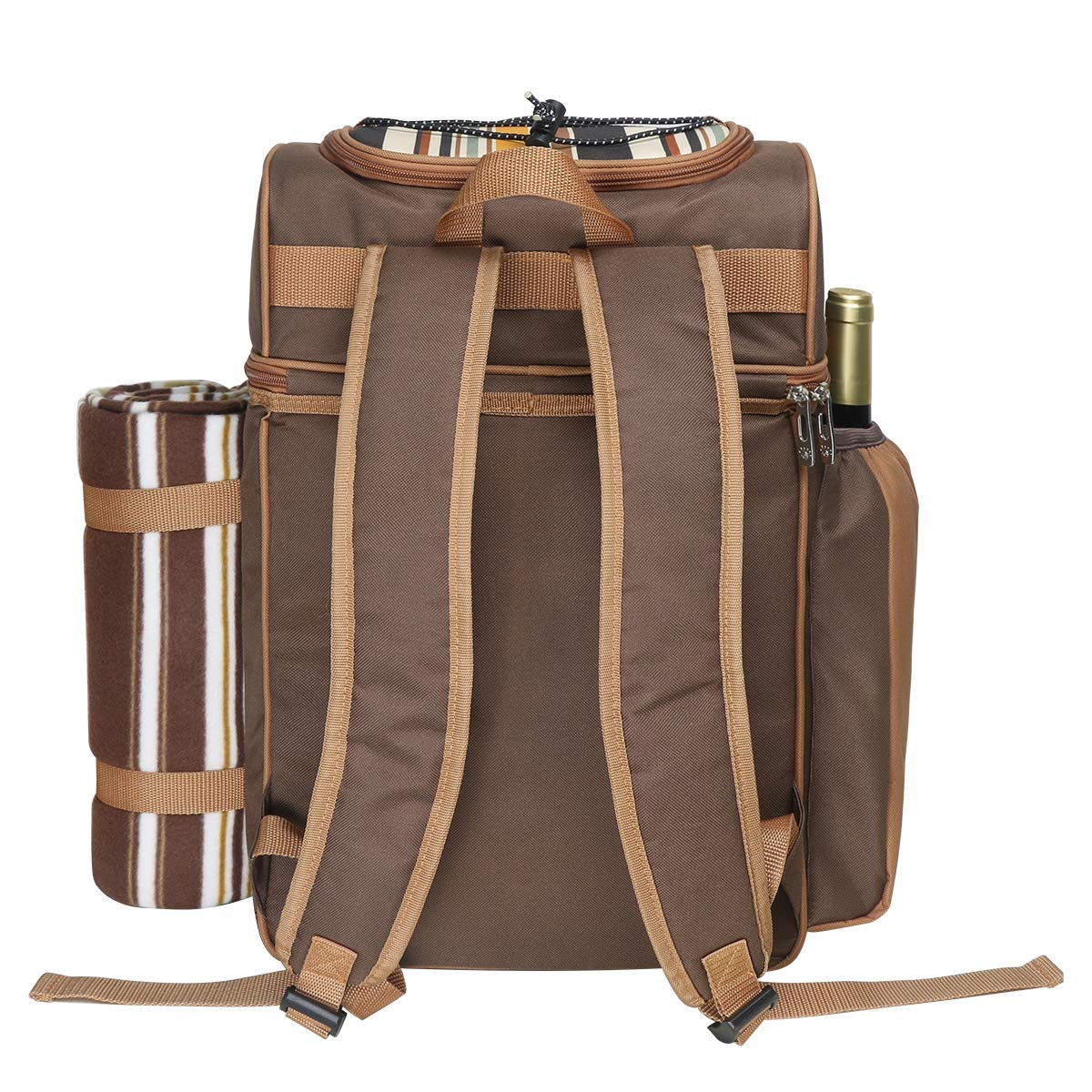 Hap Tim Picnic Basket Backpack for 4 Person with Insulated Leakproof Cooler Compartment, Wine