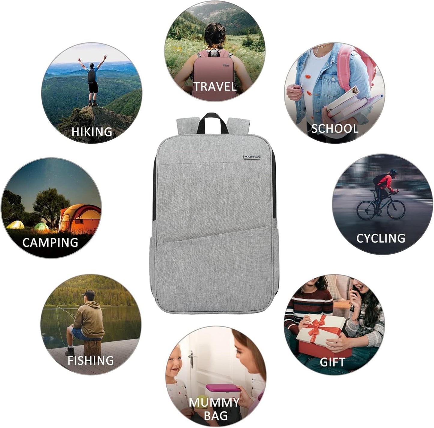 MAXTOP Deep Storage Laptop Backpack with USB Charging Port[Water Resistant] College Computer