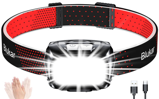 Blukar LED Headlamp Rechargeable, 2000L Super Bright Headlight Flashlight