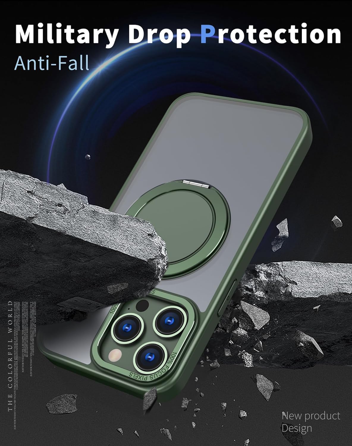 Magnetic Stand Case for iPhone 14 Pro [with 2 Tempered Glass Film] [360° Rotation Magnetic Stand] [Compatible with Magsafe] Military-Grade Drop Protection Case, Green