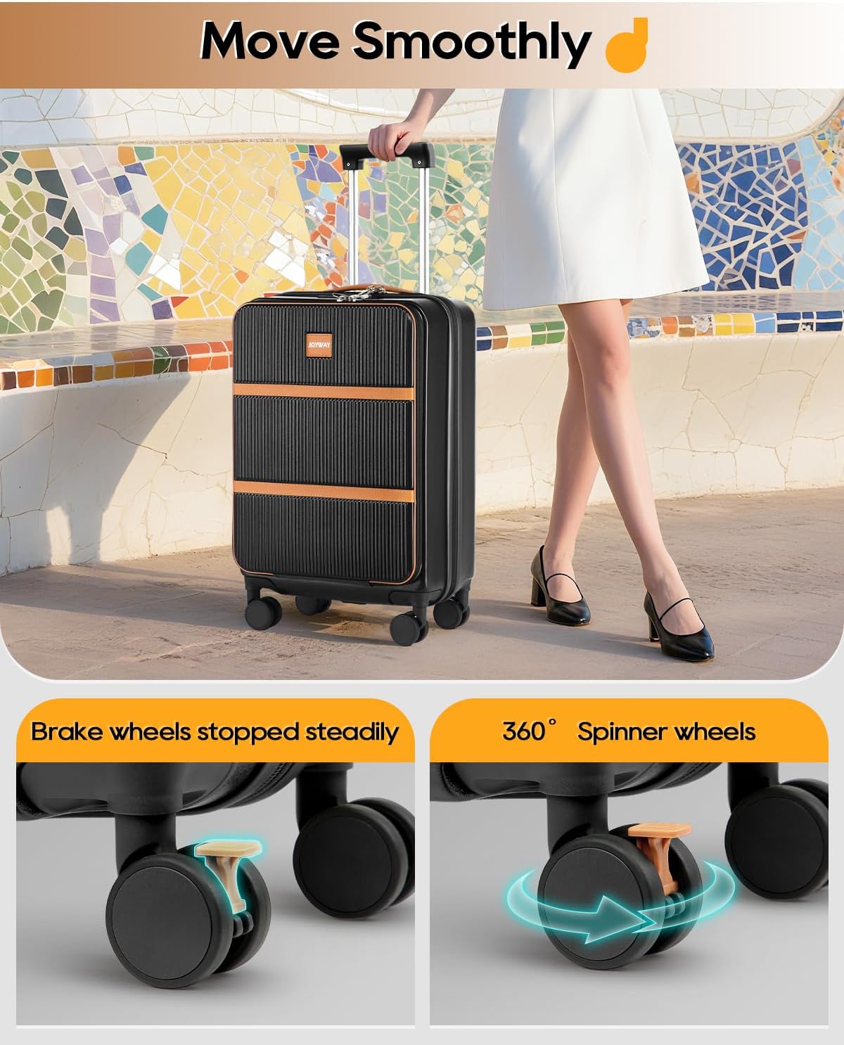 Joyway Carry on Luggage Airline Approved with Front Pocket, Hardside 20 Inch Travel Luggages with