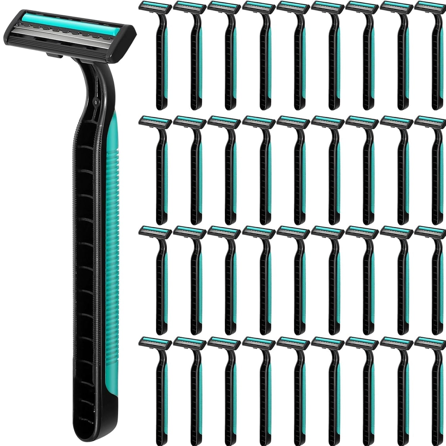 240 Pack Disposable Twin Blade Razors Individually Wrapped, Clear Safety Cap， Multipurpose Portable Shave Razor for Man Woman Bathing Hotel Travel (Green)