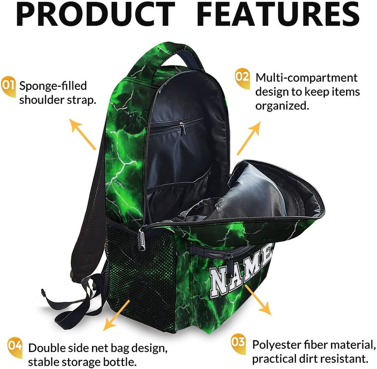Kids Backpack, Custom Game Bookbag for Boys 3-8, Boys Gift, 17 Inch Green Casual Backpacks for School Preschool Elementary Kindergarten