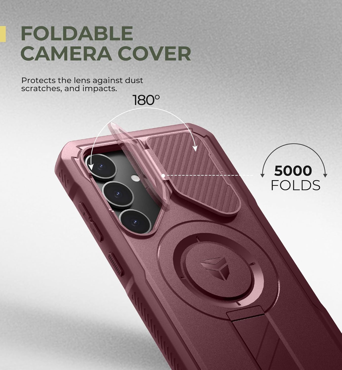 Dexnor for Samsung Galaxy S25 Plus Case with Camera Cover & Adjustable Kickstand & Built-in Screen Protector, Magnetic Rugged Shockproof Bumper Cases Heavy-Duty Protective Cover (2025),Maroon Red