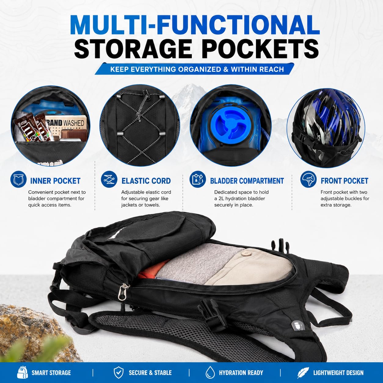 Zavothy Lightweight Hydration Backpack with 2L Water Bladder Water Backpack Hydration Pack for