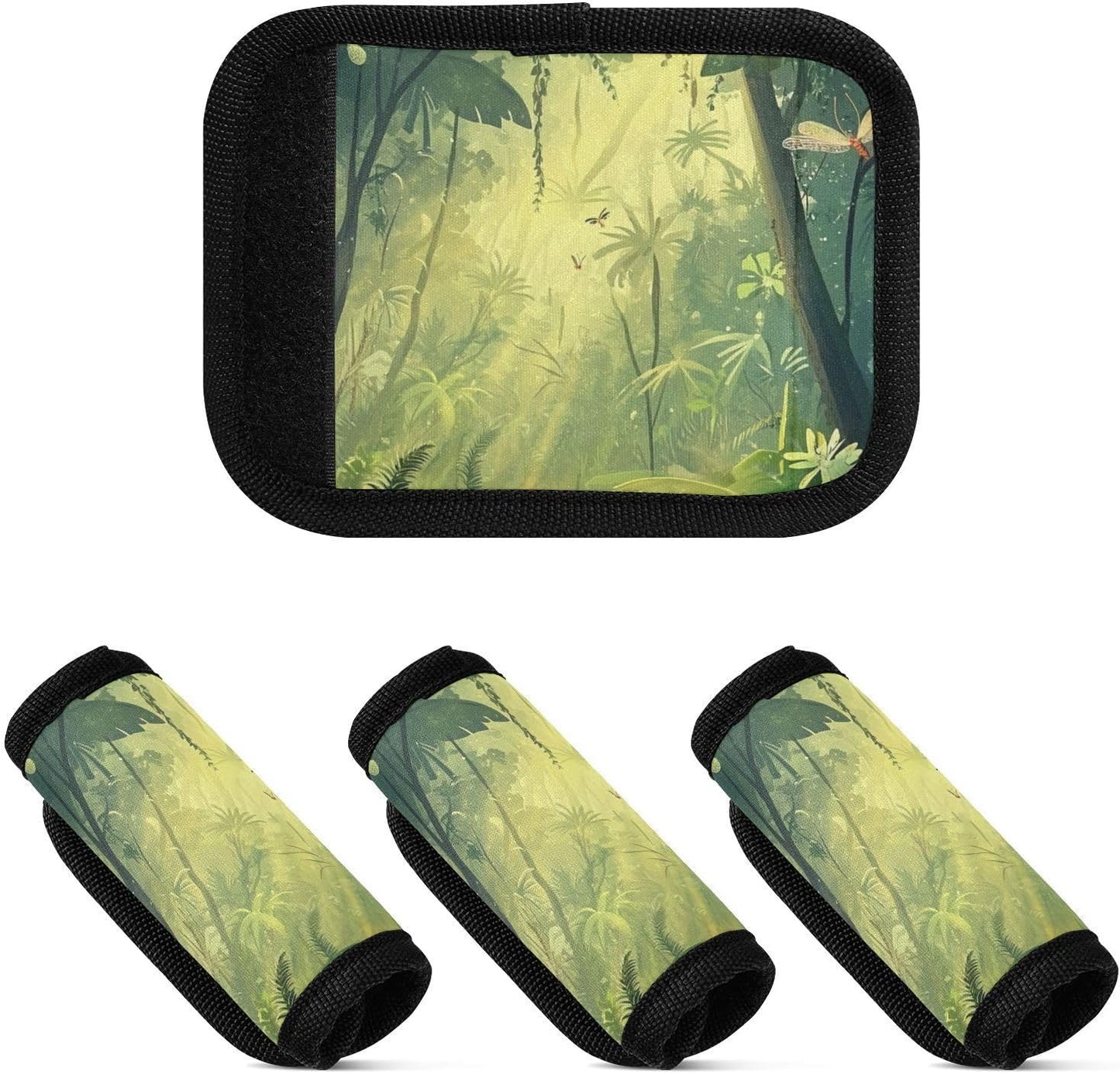 Sunshine Tropical Trees Forest and Dragonflies 2 Pack Luggage Handle Wraps Covers for Suitcase Identifiers Bag Tags Travel Accessories
