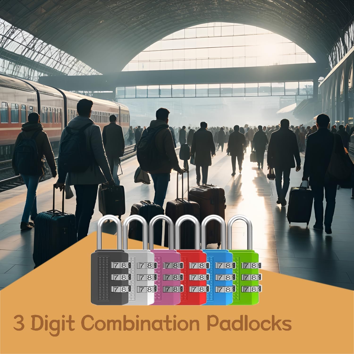 6 Pack Locks for Luggage, 3 Digit Combination Padlocks Luggage Locks in 6 Colors Suitcase Travel