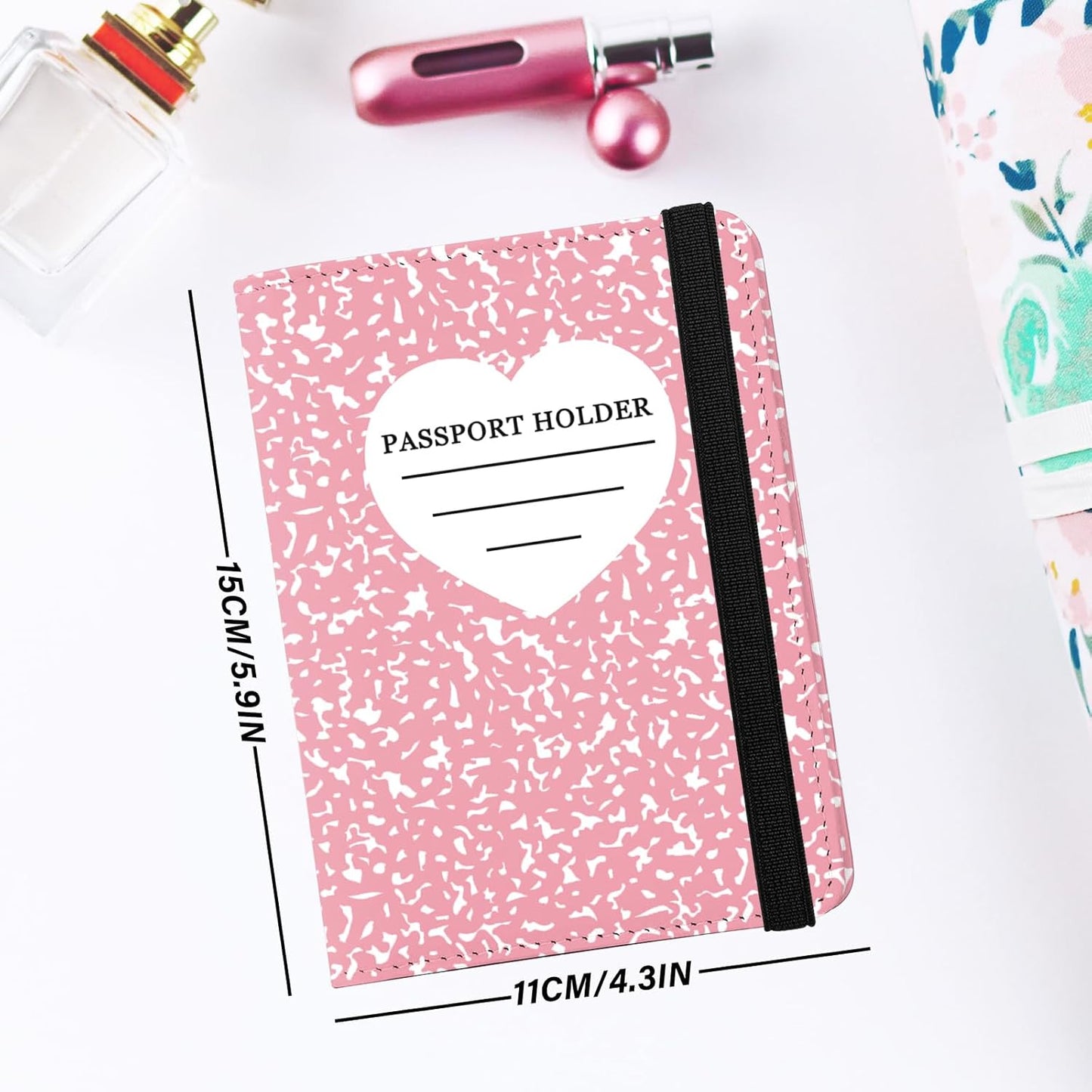 Cute Passport Holder and Holder Combo Passport Cover with Compatible Wallet Credit Card Protector RFID Blocking Women Men (Pink)