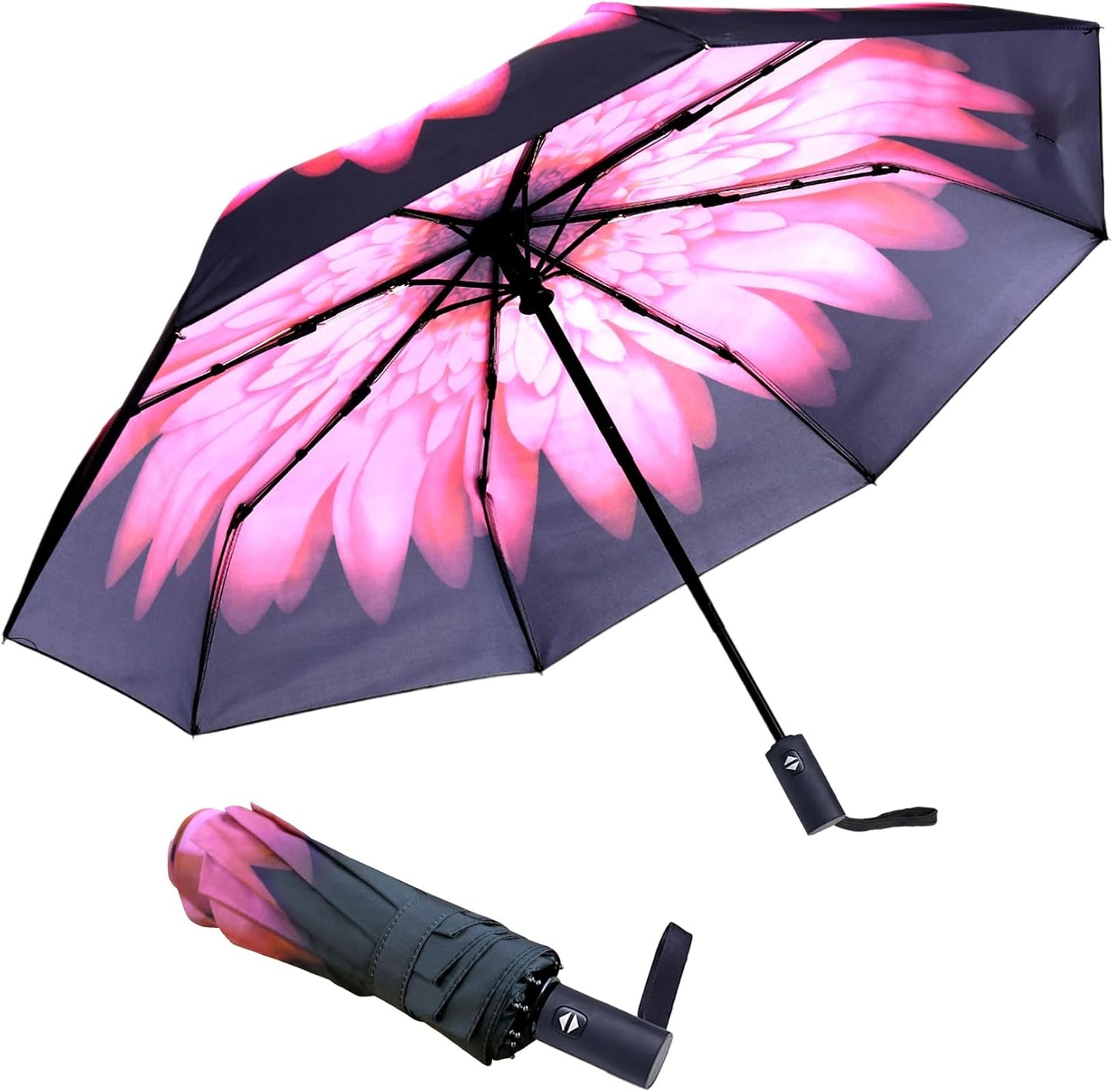 Travel Essentials Umbrella Windproof Compact Collapsible Light, Automatic, Strong and Portable, Wind Resistant Folding Small Umbrella for Rain