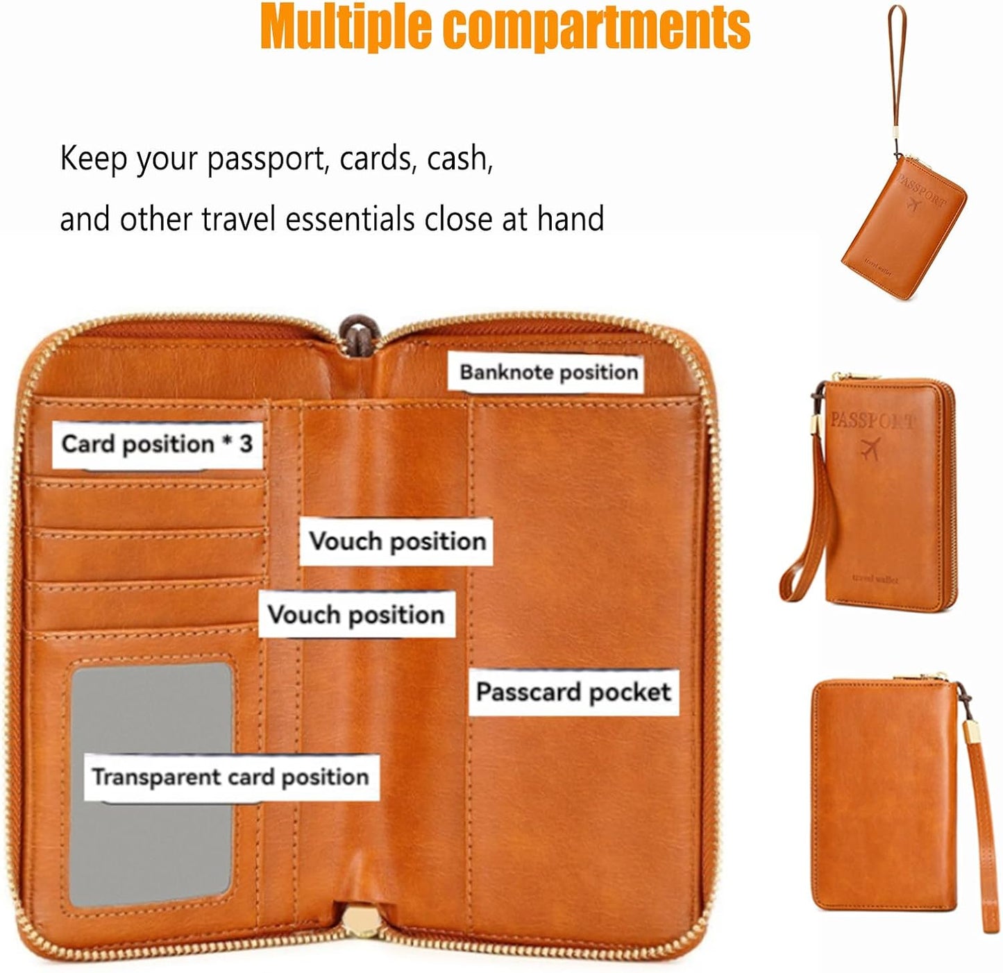 Similarbe RFID Passport Wallet,Similarbe Multi-Functional RFID Passport Wallet,Travel Wallet for Women Men - ID Card Organizer with Anti-Theft,Slim Leather Cover for Credit Cards,Cash (2PCS-A)