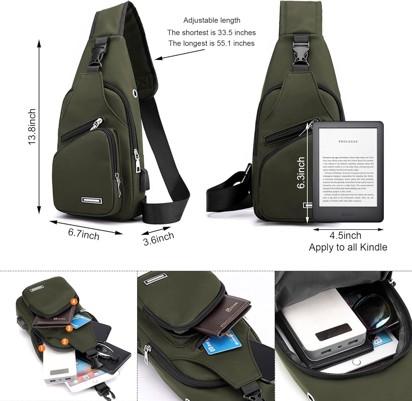 Waterproof Sling Bag Crossbody Backpack for Men Women Sling Backpack Hiking Daypack Multipurpose Cross Body Chest Bag