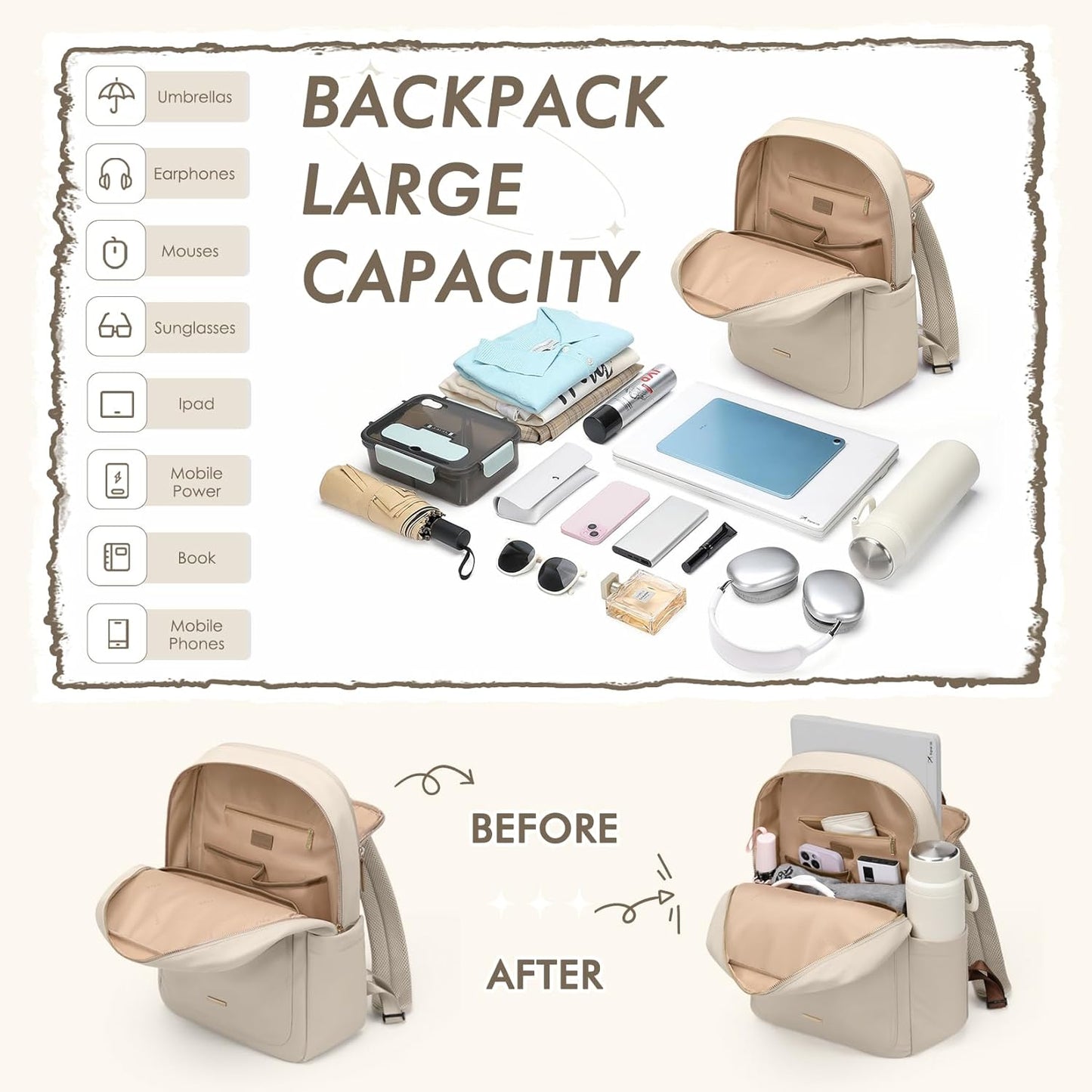 Laptop Backpack for Women,Casual Work Business Backpacks Purse Carry on Travel Backpack,14